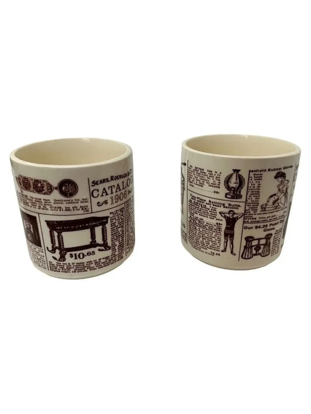 Sears Catalog Coffee Mug Cup Set Lot Vintage 1906 Advertising Ceramic Brown Gift